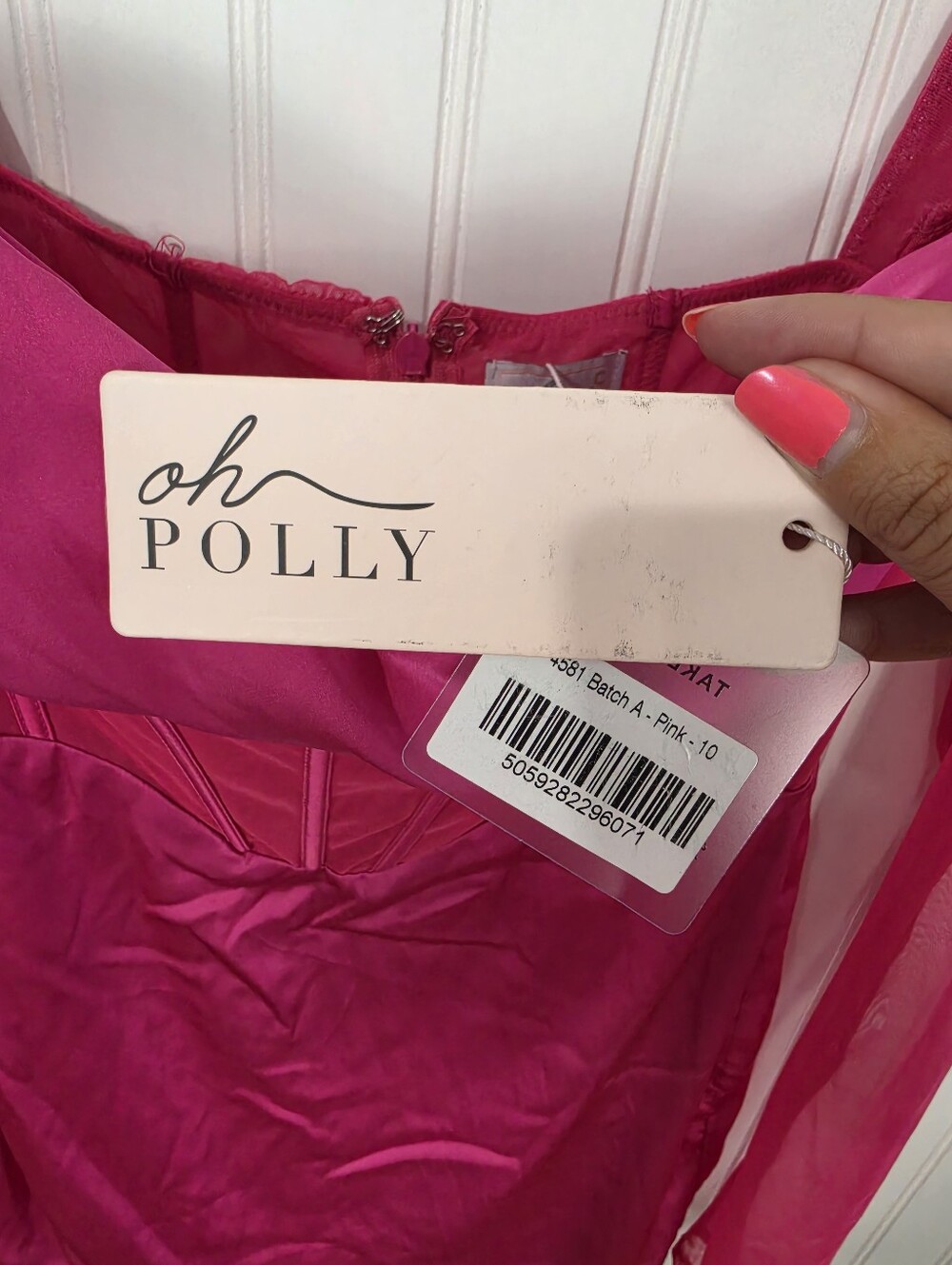 Oh Polly | NWT Satin Mesh Mini Dress Pink Size 6 - Picture 4 of 7